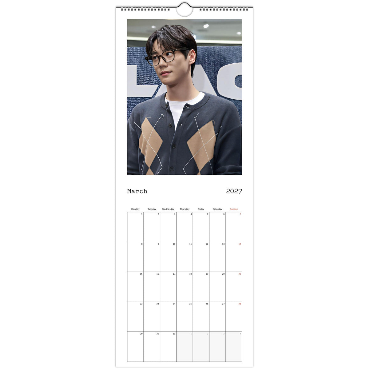 March 2027 page in Lee Jun-young slim wall calendar
