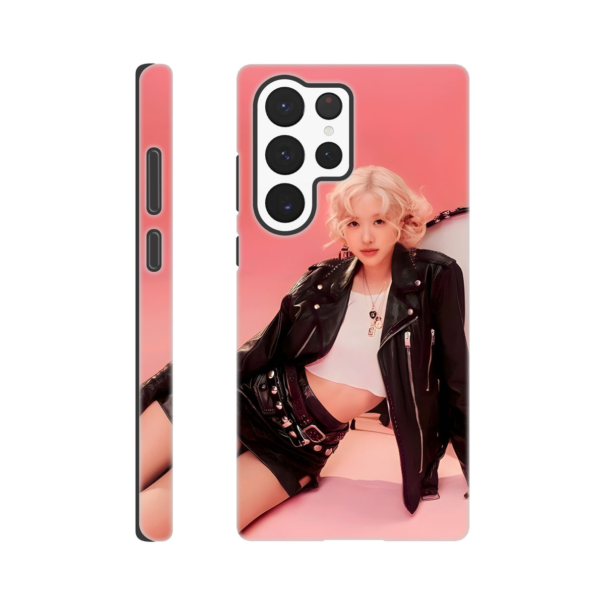 Shock‑absorbing Rosé Samsung case for K‑pop fans