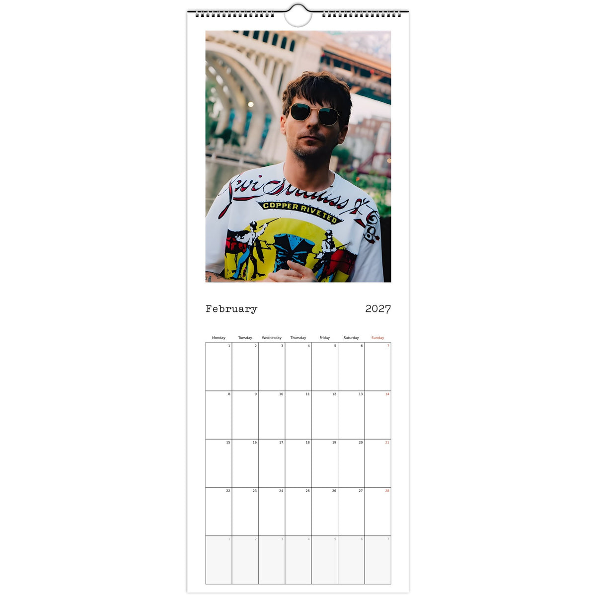 Louis Tomlinson 2027 calendar February Page