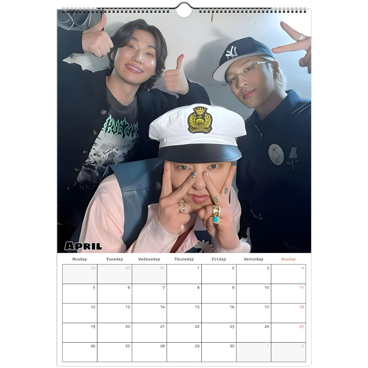 April 2027 page in BIGBANG A3 wall calendar