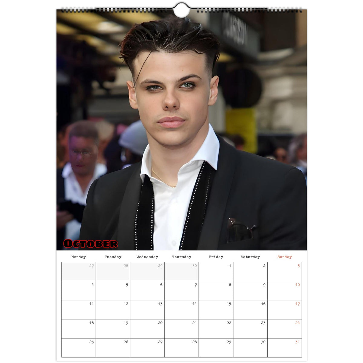 October 2027 page in YUNGBLUD A3 wall calendar