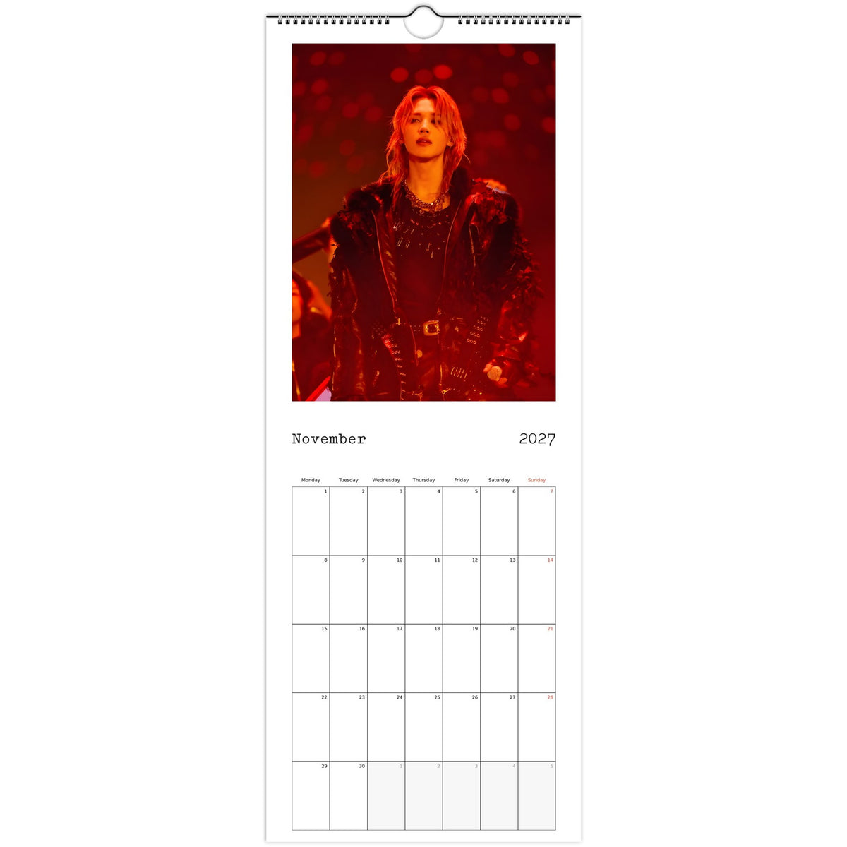 BTS Jimin Calendar 2027 November page