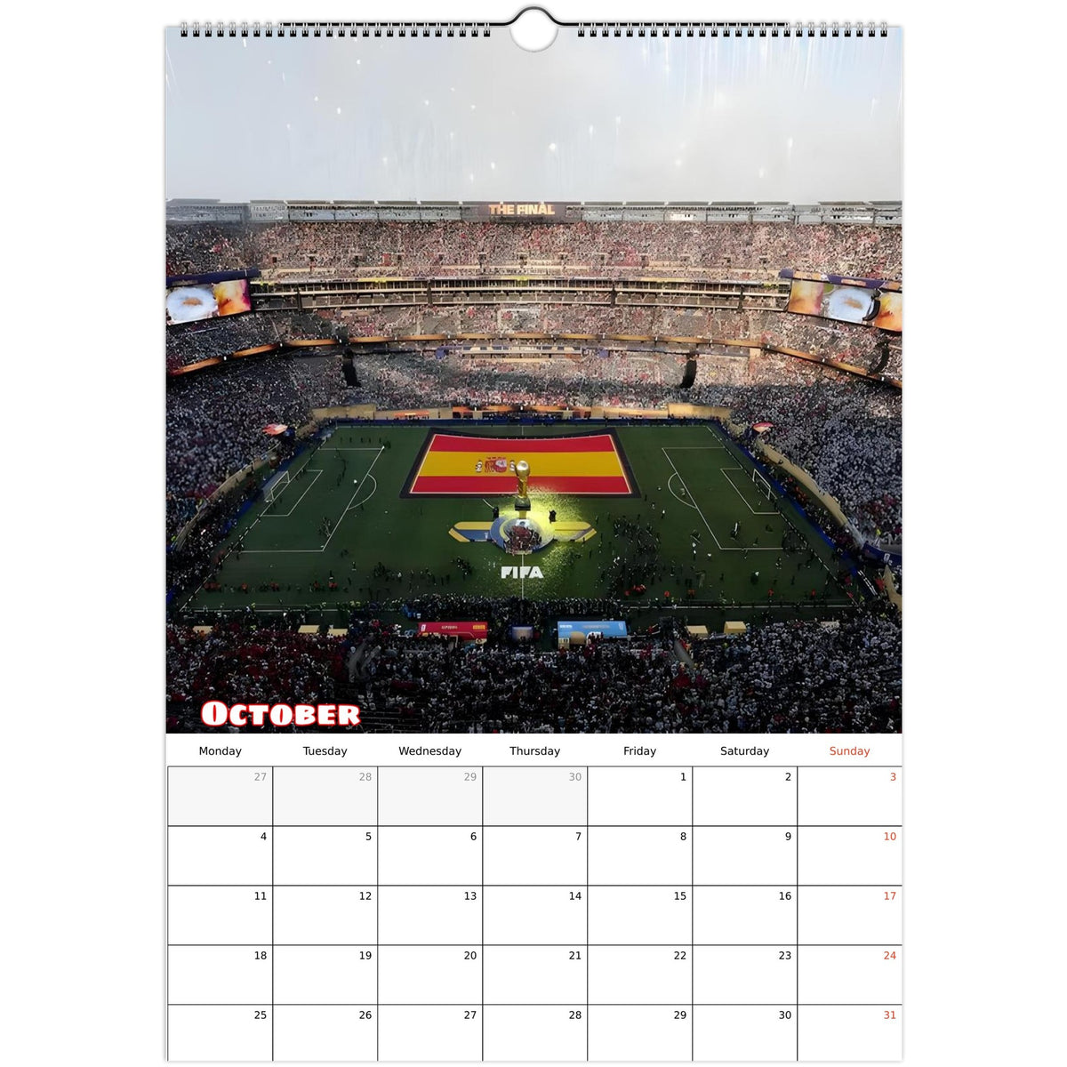 Spain FC Calendar 2027 October page