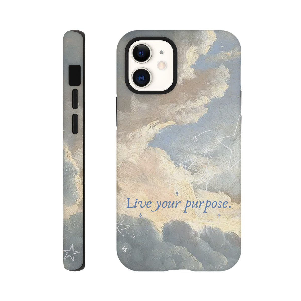 Dual‑layer iPhone case with minimalist motivational typography