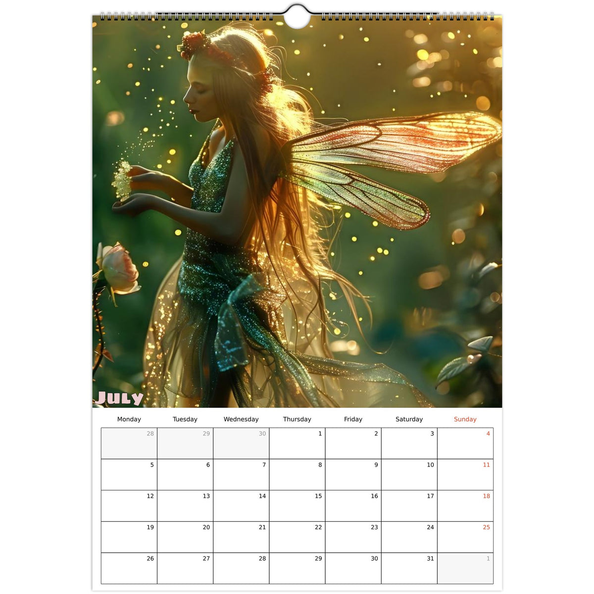 Fairies calendar 2027 July photo