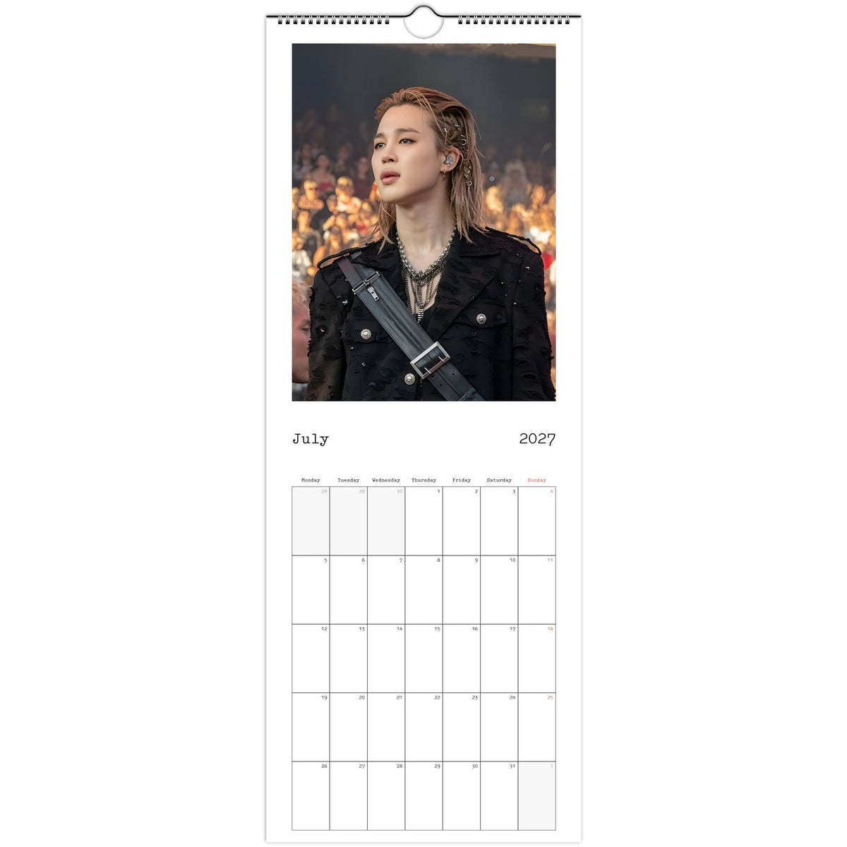 BTS Jimin Calendar 2027 July page