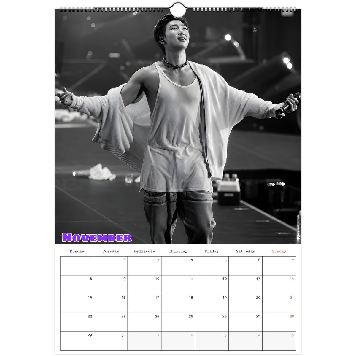 BTS RM Calendar 2027 November page