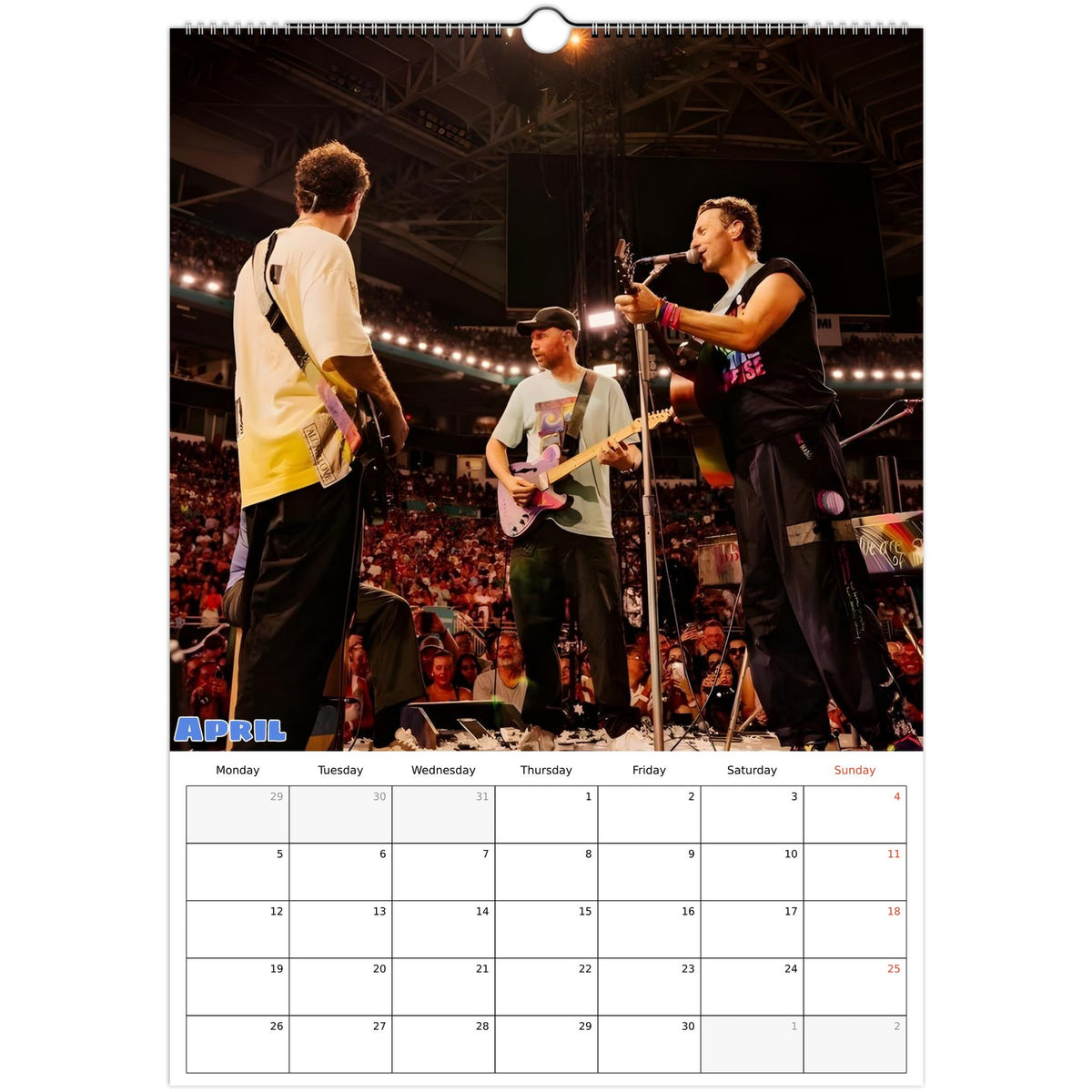 Coldplay calendar April Photo