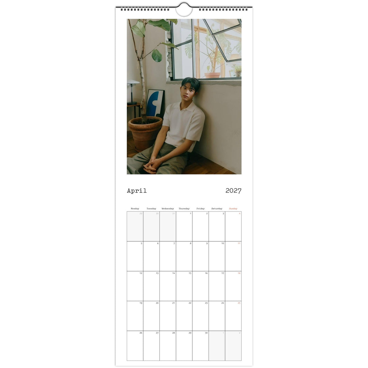 April 2027 page in Park Solomon Lomon slim wall calendar