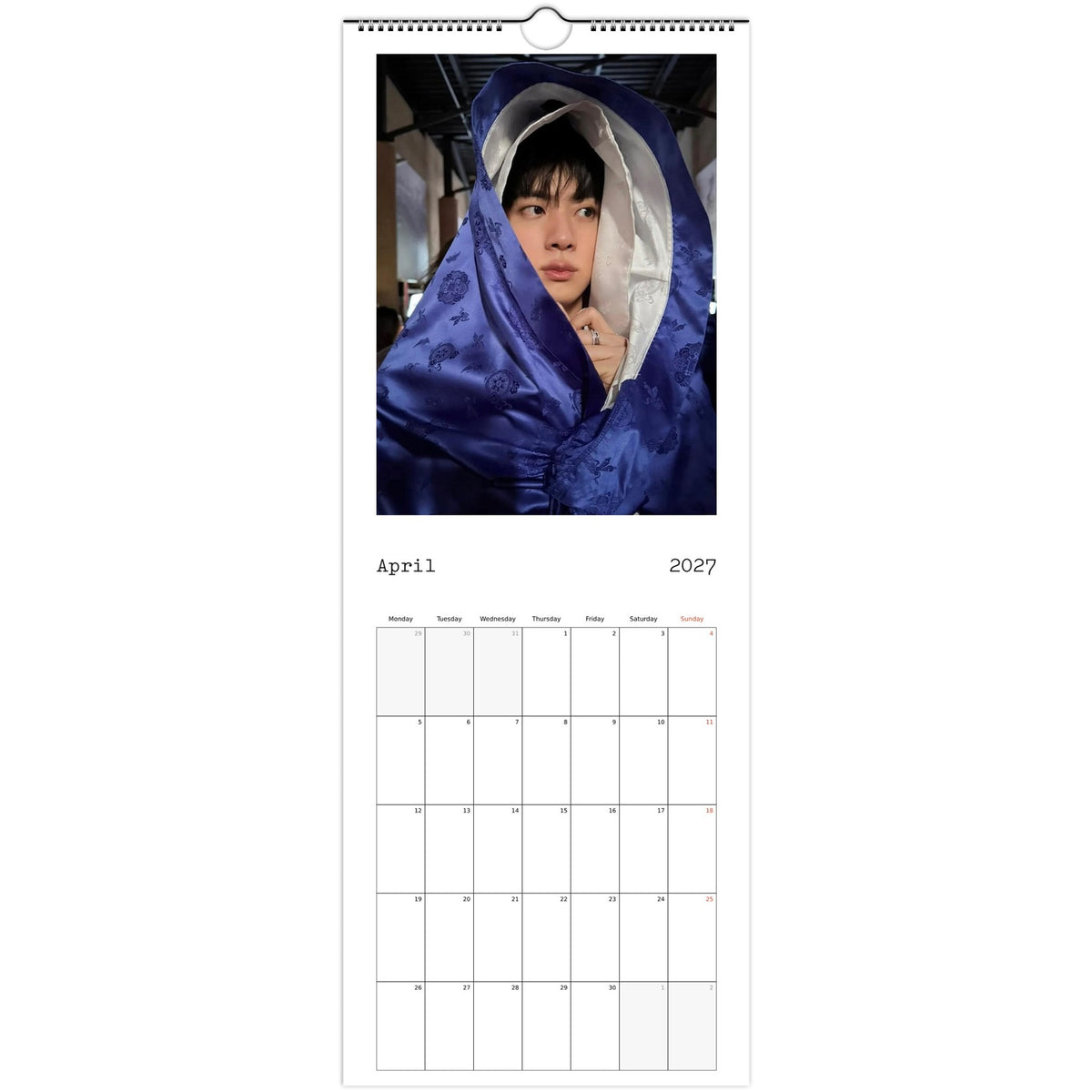 BTS Jin Calendar 2027 April page