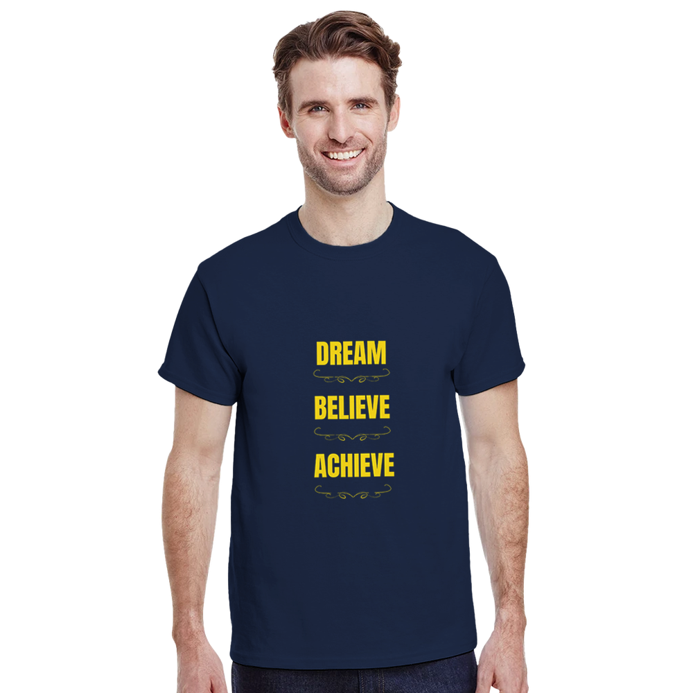 Comfortable cotton tee promoting dreams, belief, and achievement