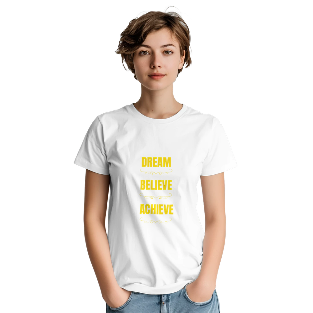 Encouraging T‑shirt with Dream Believe Achieve inspirational slogan