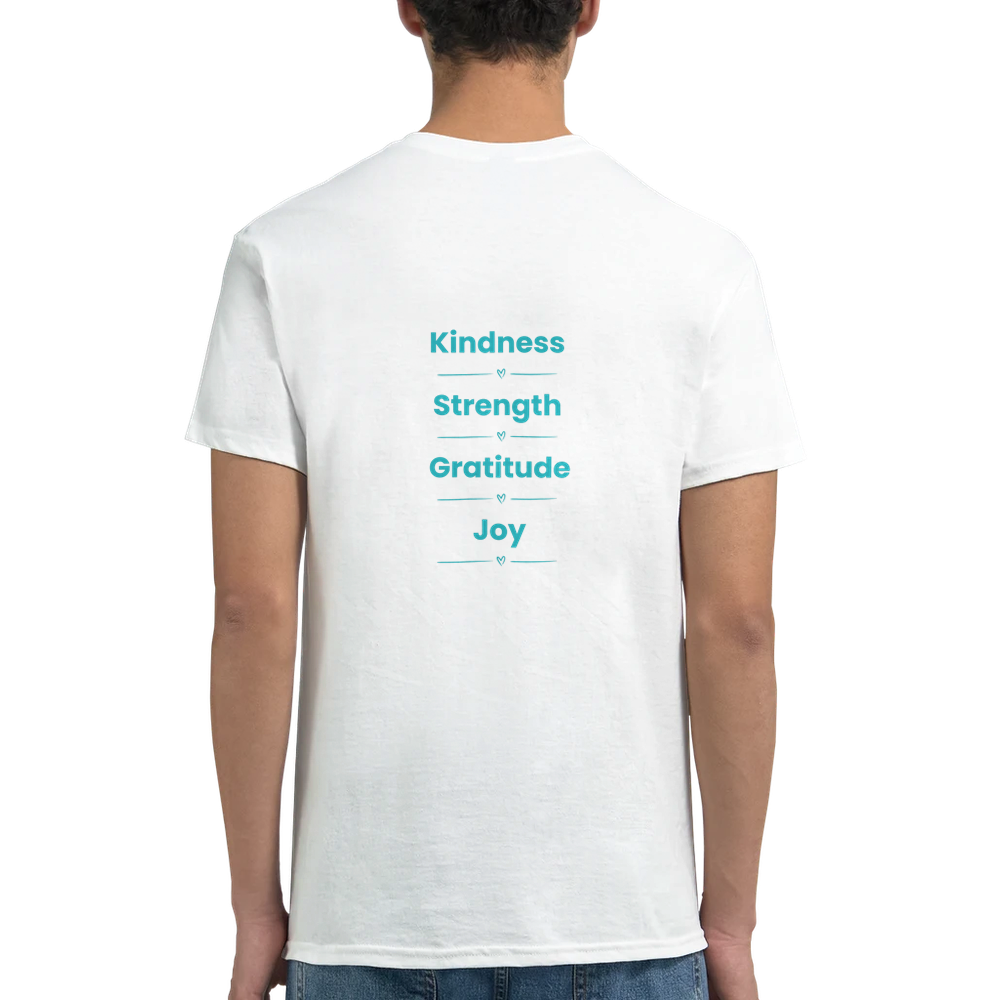 Radiate Positivity cotton tee with simple motivational design